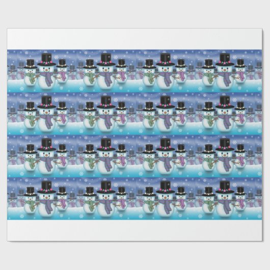 Papier Cadeau Cute Snowmen (Plat)