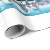 Papier Cadeau Cute Snowmen (Coin rond)