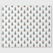 Papier Cadeau Cute Snowy Christmas Tree (Plat)