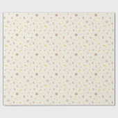 Papier Cadeau Cute Space Sun Moon et Stars sur la crème (Plat)