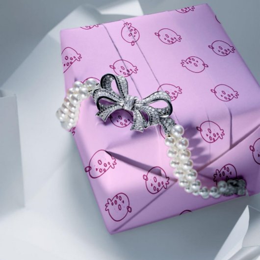 Papier Cadeau Cute Strawberry Doodles – Minimal Kawaii Pattern