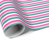 Papier Cadeau Cute Striped Pattern Pink Green White Seamless (Coin rond)