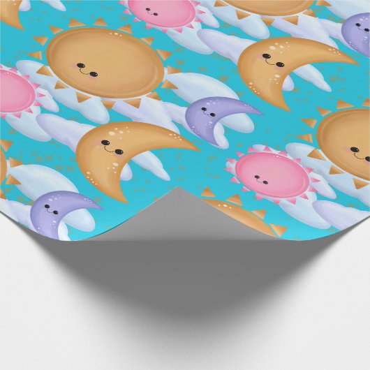 Papier Cadeau Cute Sun Moon and Cloud Pattern Wrapping Paper (Coin)