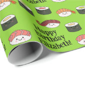 Papier Cadeau Cute Sushi Enfants 1er anniversaire (Coin rond)
