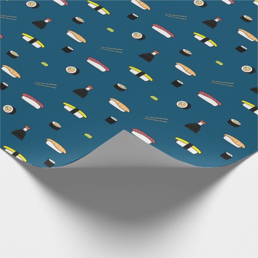 Papier Cadeau Cute Sushi Roll Set Motif Nigiri Maki bleu océan (Coin)
