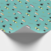Papier Cadeau Cute Sushi Roll Set Motif Nigiri Maki Lumière Turq (Coin)