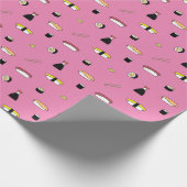 Papier Cadeau Cute Sushi Roll Set Motif Nigiri Maki Rose clair (Coin)