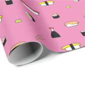 Papier Cadeau Cute Sushi Roll Set Motif Nigiri Maki Rose clair (Coin rond)