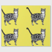 Papier Cadeau Cute Tabby Chat Jaune Art coloré (Plat)