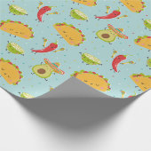 Papier Cadeau Cute Taco's Avocado Chili Lime Party Blue (Coin)