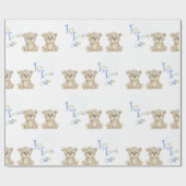 Papier Cadeau Cute Teddy Bear Bleu c'est le Baby shower Twins (Plat)