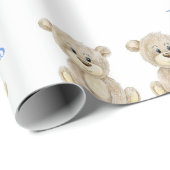 Papier Cadeau Cute Teddy Bear Bleu c'est le Baby shower Twins (Coin rond)