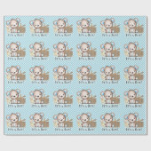 Papier Cadeau Cute Teddy Bear C'est un garçon Baby shower bleu p (Plat)