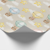 Papier Cadeau Cute Teddy Bear Hot Air Balloon Neutral Pattern 1 (Coin)