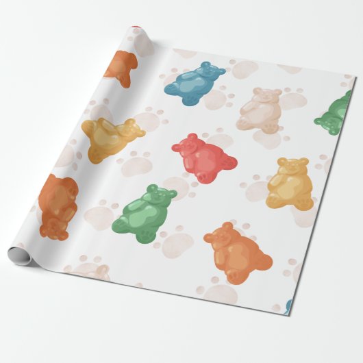Papier Cadeau Cute Teddy Bear Motif coloré (Déroulé)