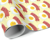 Papier Cadeau Cute tiled eggs bacon pattern (Coin rond)
