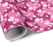 Papier Cadeau Cute tiled pattern pink hearts  (Coin rond)