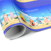 Papier Cadeau Cute Tiny Beach Shacks Thunder_Cove (Coin rond)