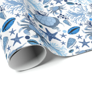 Papier Cadeau Cute tortue de mer crabes motif beach party