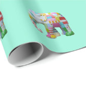 Papier Cadeau Cute toy retro elephant whimsical colourful (Coin rond)