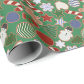 Papier Cadeau Cute Traditional Hand Drawn Christmas Sugar Cookie (Coin rond)