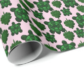 Papier Cadeau Cute turtle and monstera leaves pattern  (Coin rond)