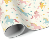 Papier Cadeau Cute Unicorn (Coin rond)