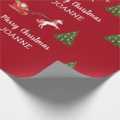 Papier Cadeau Cute Unicorn Père Noël Nom personnalisé Noël (Coin)