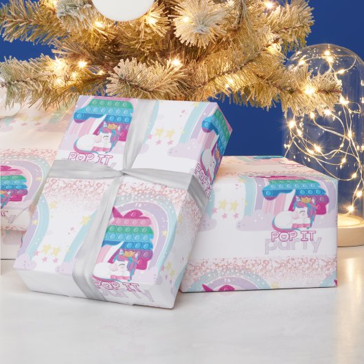 Papier Cadeau Cute Unicorn Pop It Anniversaire (Vacances)