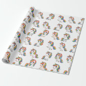 Papier Cadeau Cute Unicorn Rainbow Birthday Wrap (Déroulé)