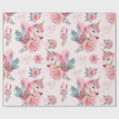 Papier Cadeau Cute Unicorn Rainbow fête d'anniversaire (Plat)