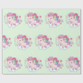 Papier Cadeau Cute Unicorn Rainbow Gold Parties scintillant Past (Plat)