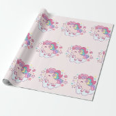 Papier Cadeau Cute Unicorn Rainbow Gold Parties scintillant Past (Déroulé)