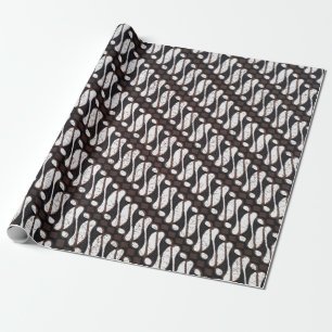 Papier Cadeau Cute Unique Vintage Brown Blanc Java Ethnic Batik