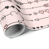 Papier Cadeau Cute Valentine Day Coeurs et flèches (Coin rond)