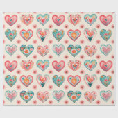 Papier Cadeau Cute Valentine Motif de coeur (Plat)