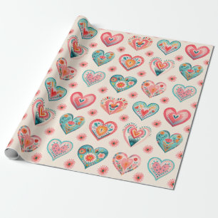 Papier Cadeau Cute Valentine Motif de coeur