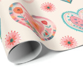 Papier Cadeau Cute Valentine Motif de coeur (Coin rond)