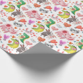 Papier Cadeau Cute Valentine's Day Animal Heart Funny Whimsical (Coin)