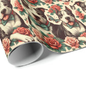 Papier Cadeau Cute Vintage American Pit Bull Terrier (Coin rond)