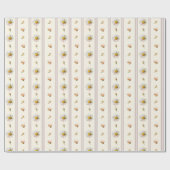Papier Cadeau Cute Vintage Daisy Stripes Crème Blanc (Plat)