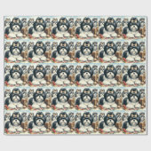 Papier Cadeau Cute Vintage peinture Shih-Tzu (Plat)