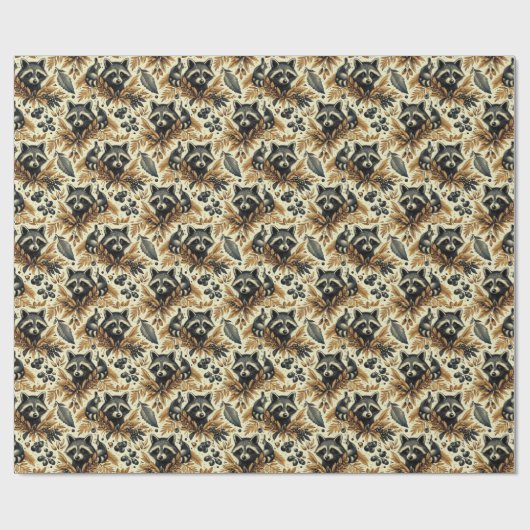 Papier Cadeau Cute Vintage Racoon Motif (Plat)