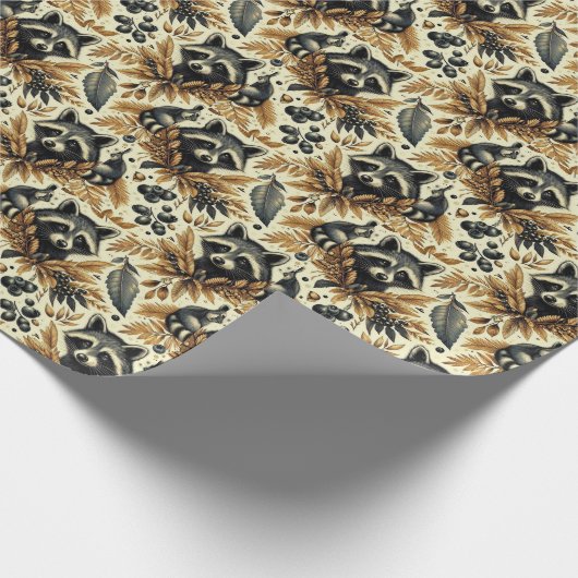 Papier Cadeau Cute Vintage Racoon Motif (Coin)