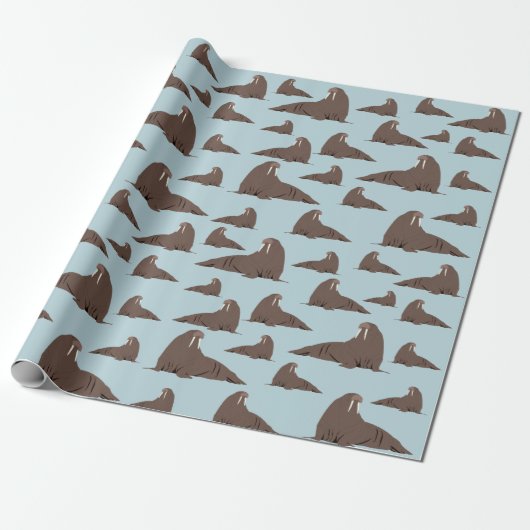 Papier Cadeau Cute Walrus Motif (Déroulé)