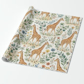 Papier Cadeau Cute Watercolor Giraffe Pattern (Déroulé)