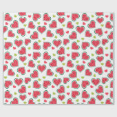 Papier Cadeau Cute Watermelon Hearts Girly Melons Fruit Motif (Plat)