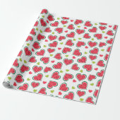 Papier Cadeau Cute Watermelon Hearts Girly Melons Fruit Motif (Déroulé)