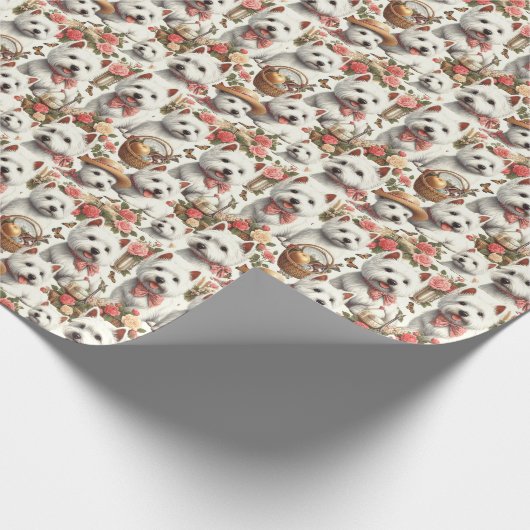 Papier Cadeau Cute West Highland White Terrier sans fil (Coin)