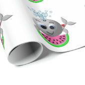 Papier Cadeau Cute Whale and Watermelon (Coin rond)